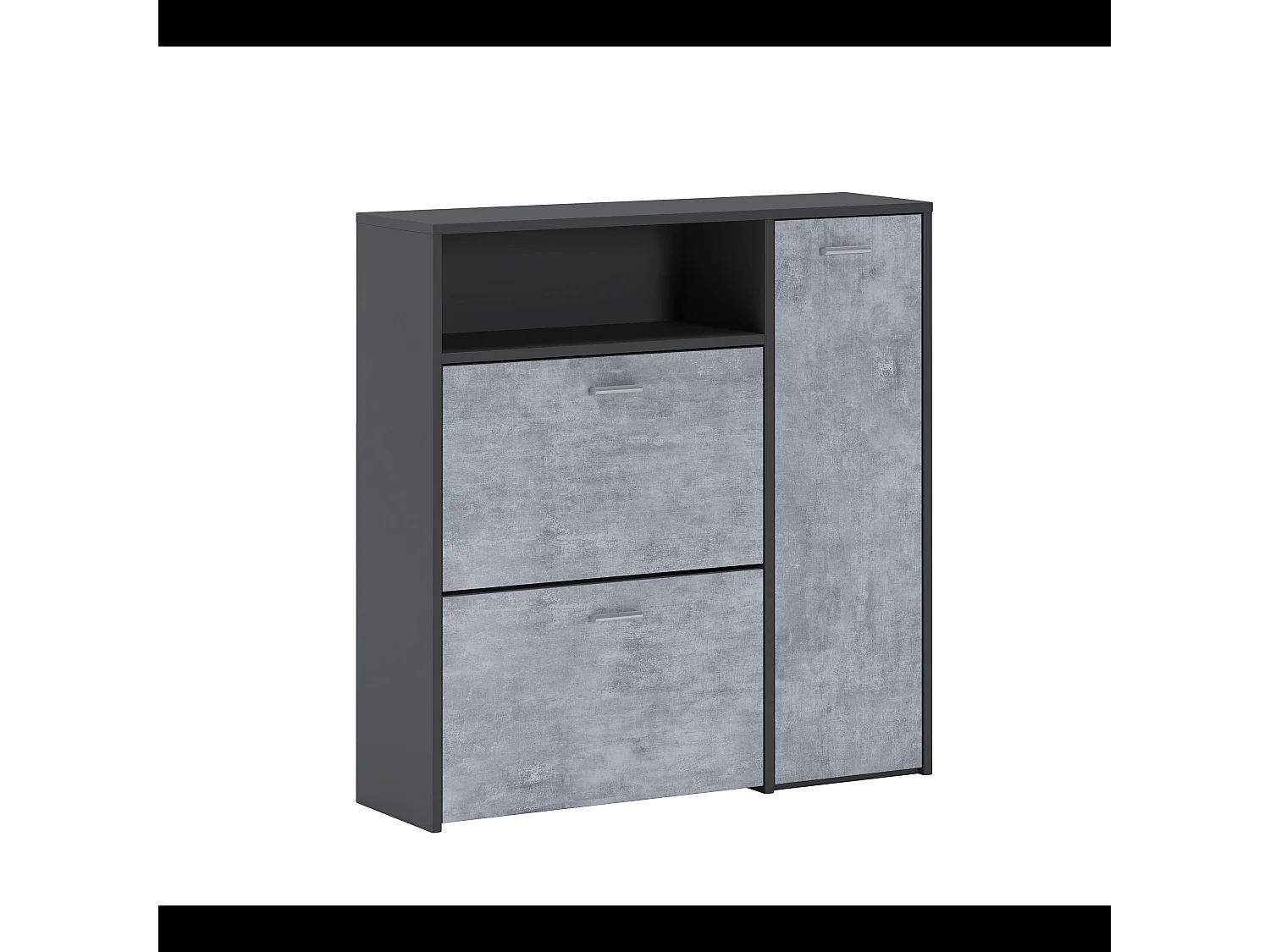 Scarpiera Mobile Portascarpe Salvaspazio Ingresso Con 2 Ribalte Doppia Profondità 3 Ante Con Ripiani Design Moderno Per Corridoio 91.5 x 94 x 26.6 Cm Grigio Cemento