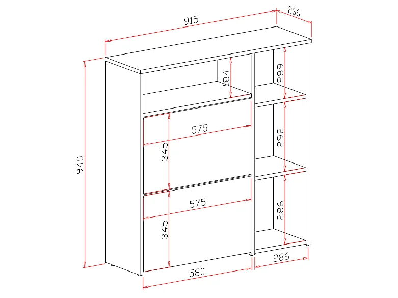 Scarpiera Mobile Portascarpe Salvaspazio Ingresso Con 2 Ribalte Doppia Profondità 3 Ante Con Ripiani Design Moderno Per Corridoio 91.5 x 94 x 26.6 Cm Grigio Cemento