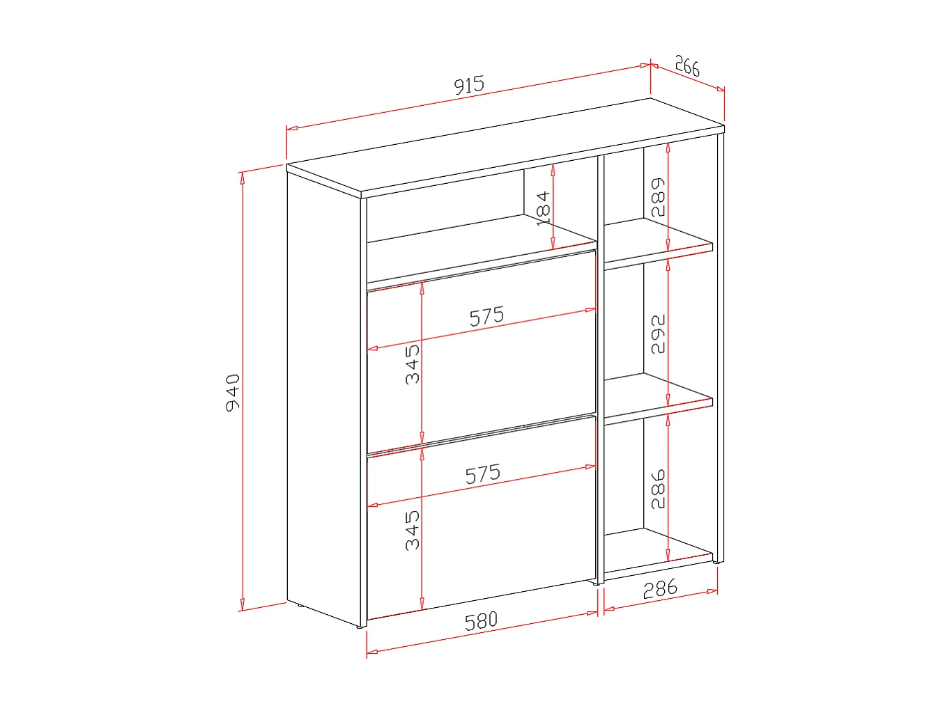 Scarpiera Mobile Portascarpe Salvaspazio Ingresso Con 2 Ribalte Doppia Profondità 4 Vani A Giorno Design Moderno 91.5x94x26.6 Cm Bianco Grigio Cemento