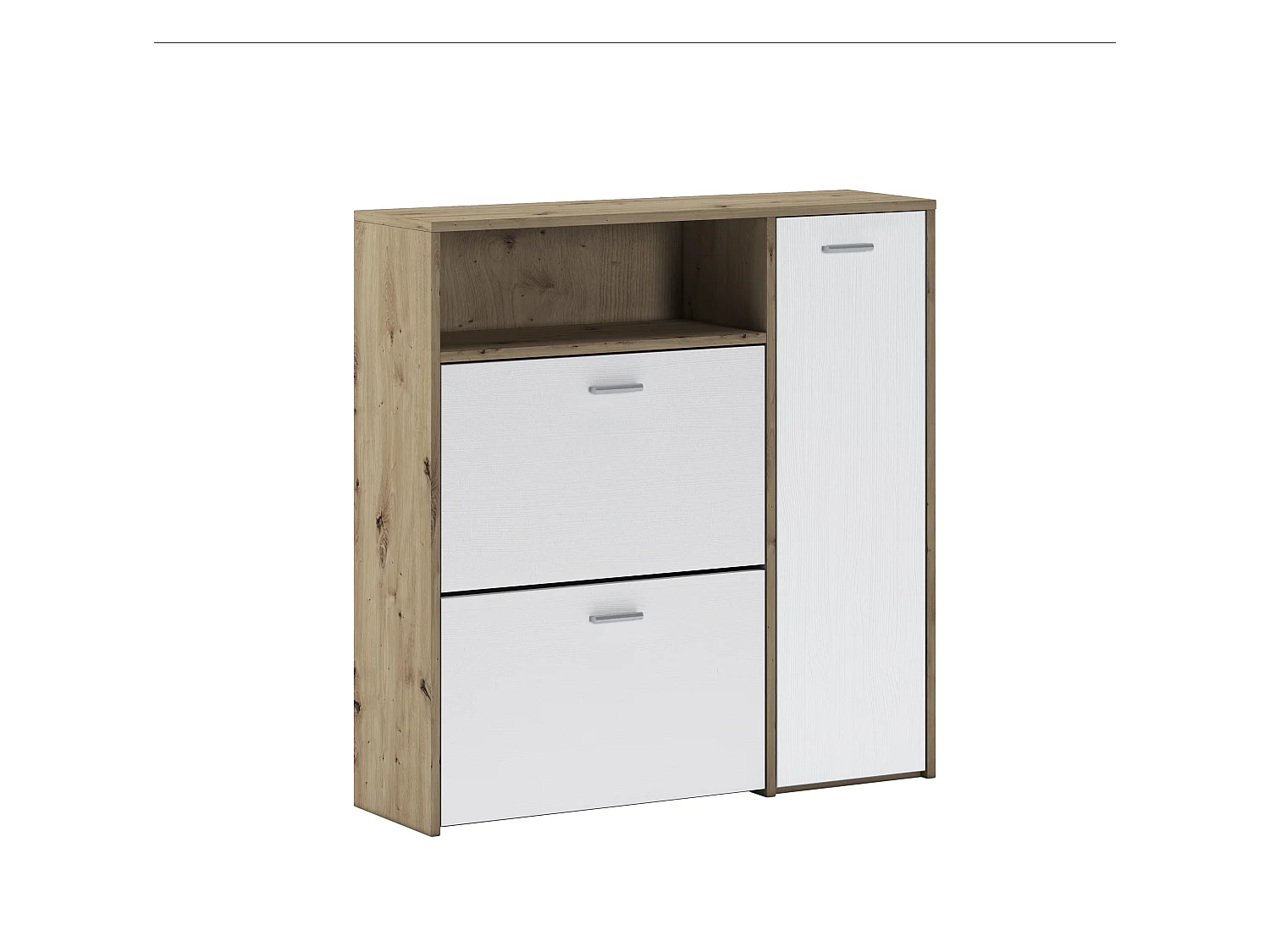 Scarpiera Mobile Portascarpe Salvaspazio Ingresso Con 2 Ribalte Doppia Profondit\u00e0 4 Vani A Giorno Design Moderno 91.5x94x26.6 Cm Bianco Rovere