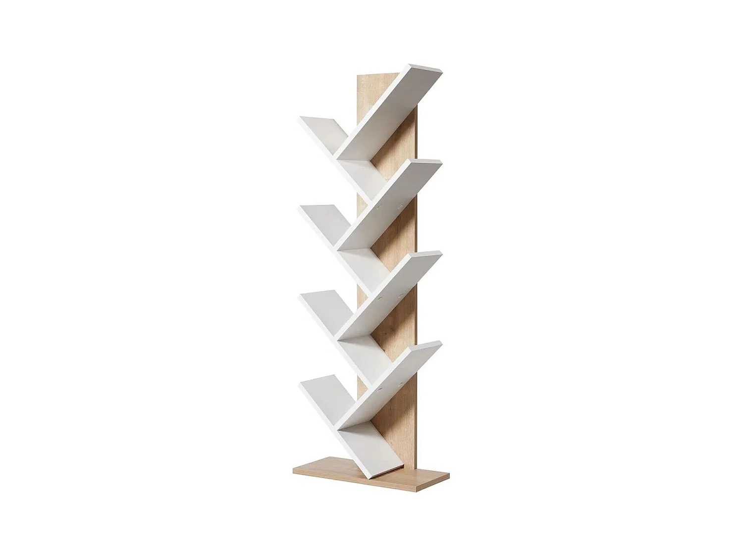 Etagère bibliothèque décor chêne et blanc H129,8 cm - TUVAL