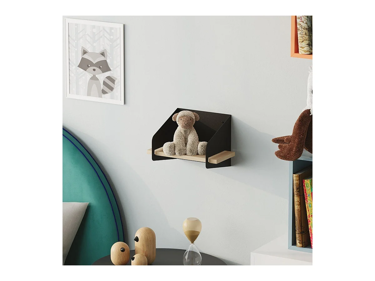 Etagère murale avec tablette en pin massif et Métal L30 cm - WREN