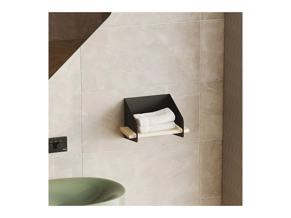 Etagère murale avec tablette en pin massif et Métal L30 cm - WREN