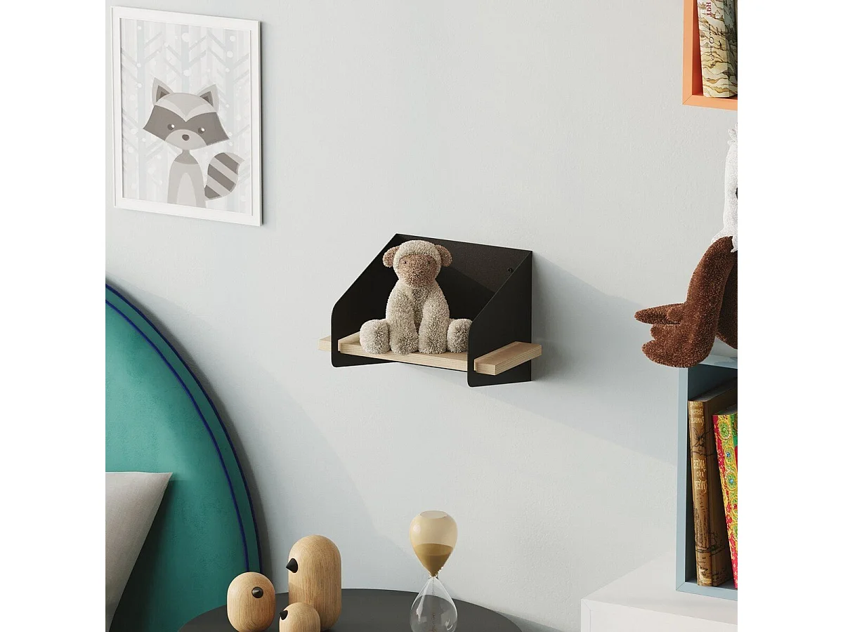 Etagère murale avec tablette en pin massif et Métal L30 cm - WREN