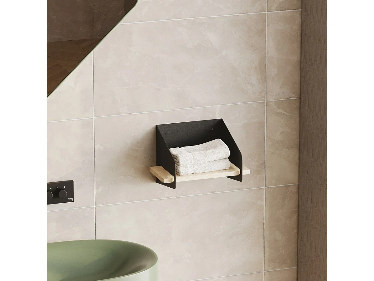 Etagère murale avec tablette en pin massif et Métal L30 cm - WREN