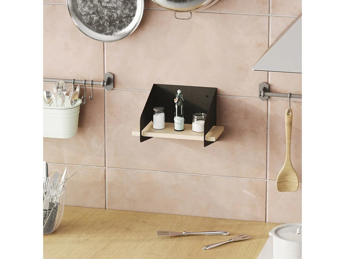 Etagère murale avec tablette en pin massif et Métal L30 cm - WREN