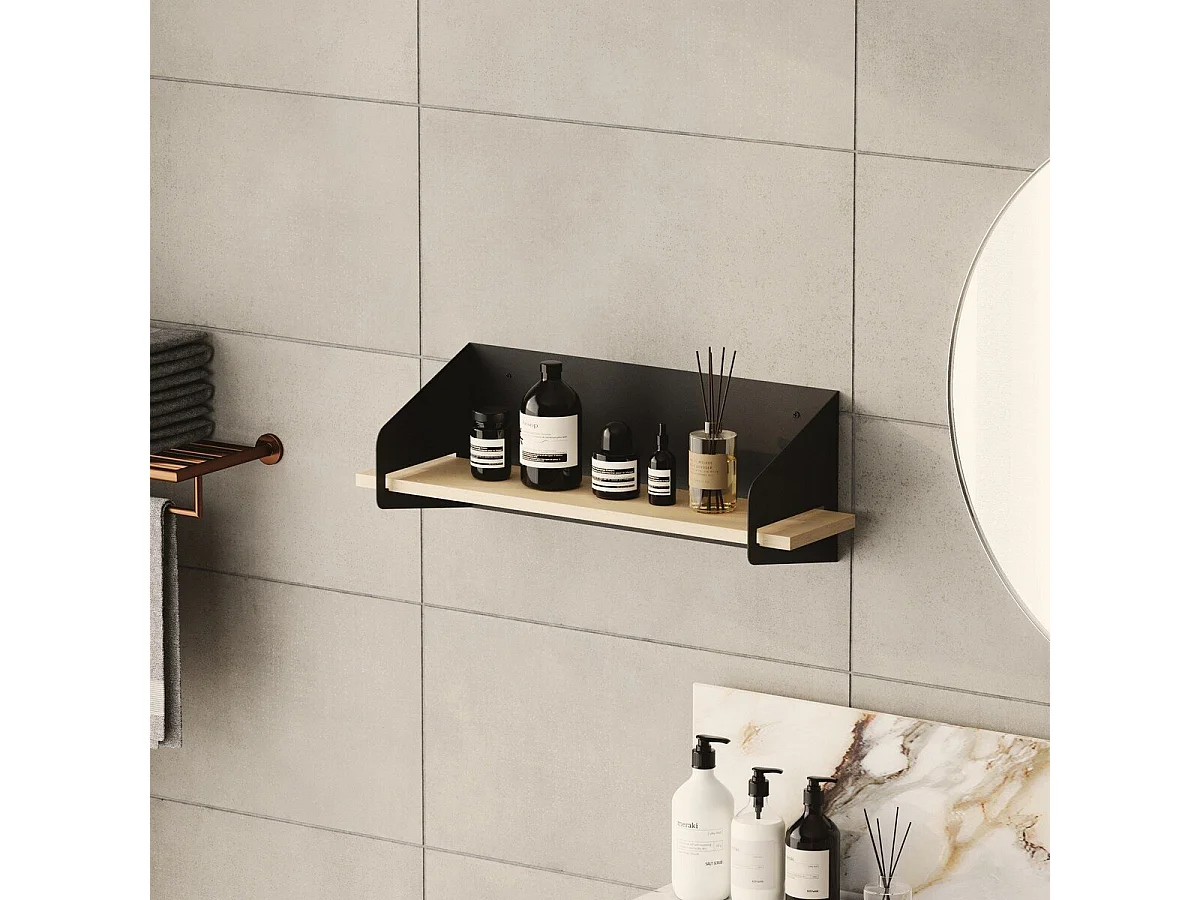 Etagère murale avec tablette en pin massif et Métal L60 cm - WREN