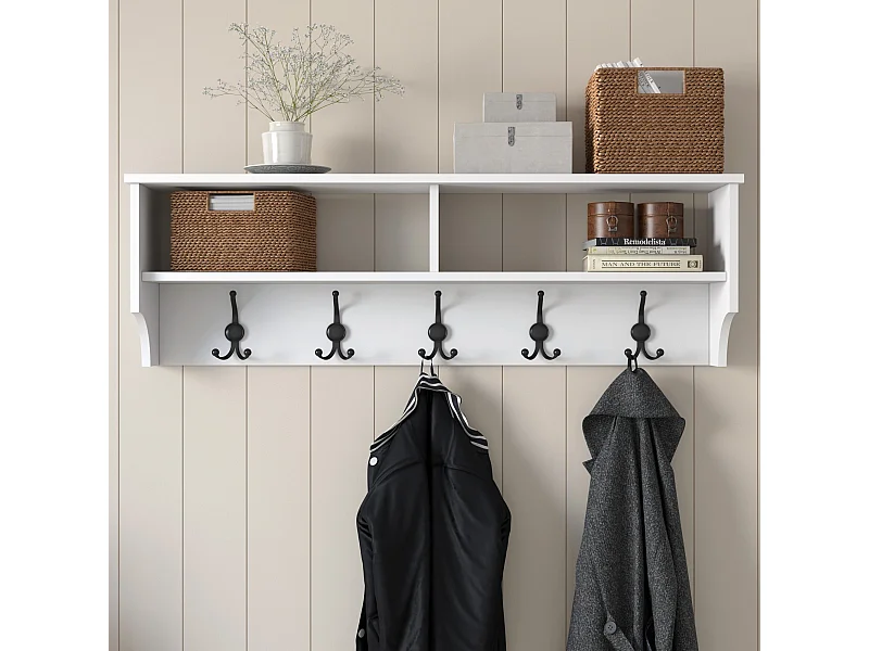 Garderobe mit 2 Fächern und 5 Haken L120 cm - BROOKE