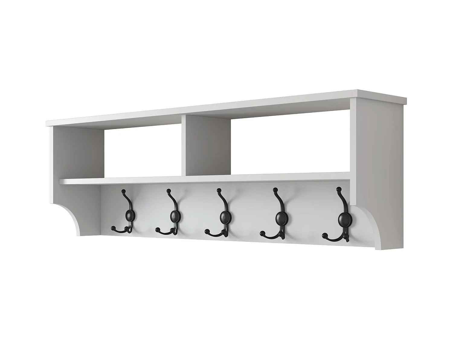 Garderobe mit 2 Fächern und 5 Haken L120 cm - BROOKE