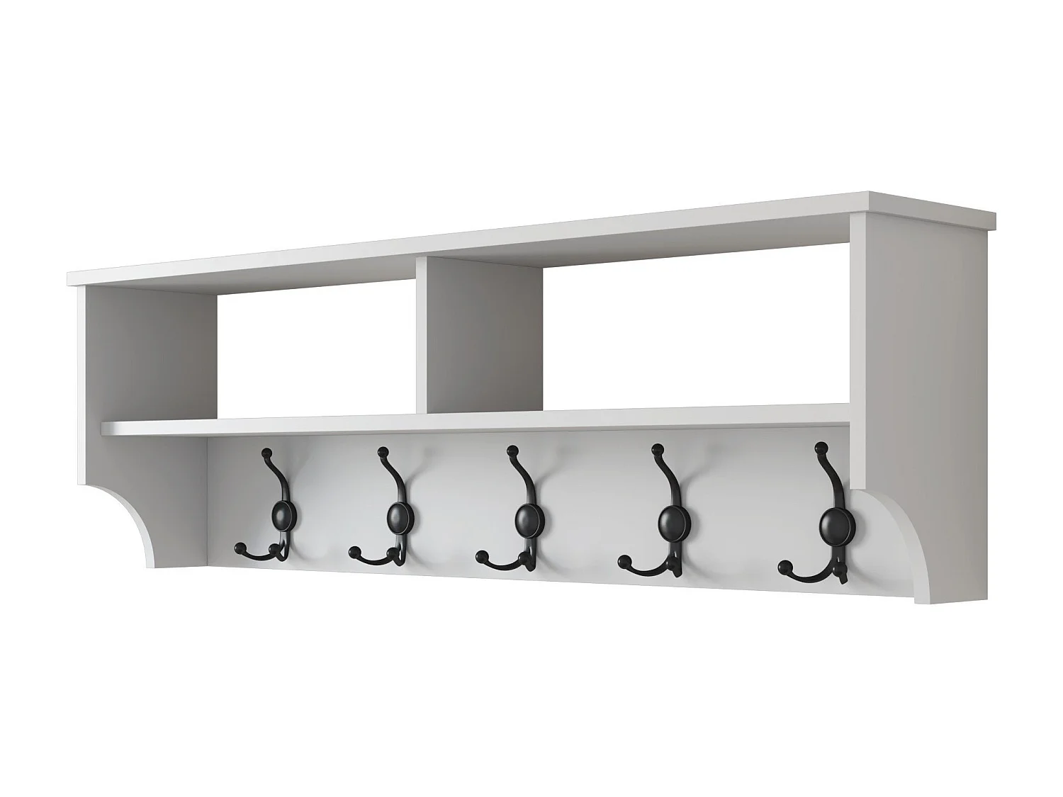 Porte manteau 2 niches et 5 patères L120 cm - BROOKE