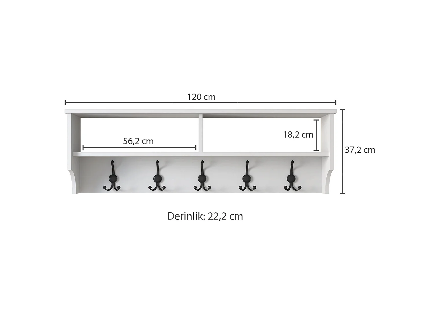 Appendiabiti con 2 vani e 5 ganci L120 cm - BROOKE