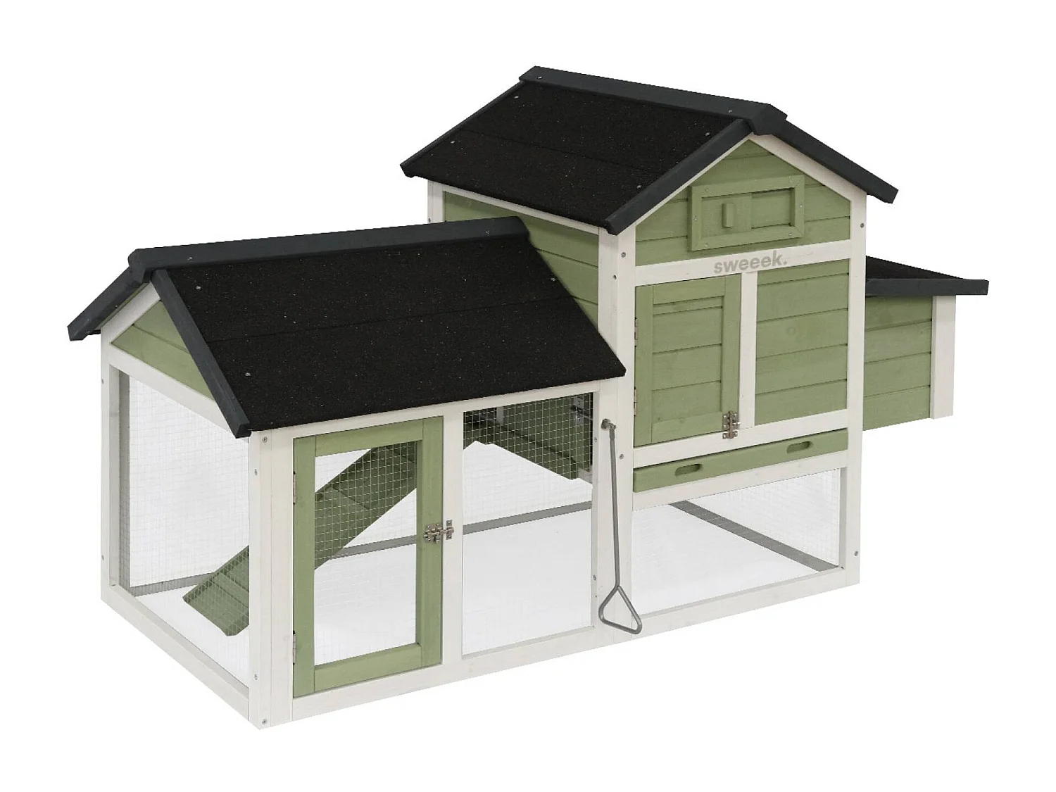 Pollaio in legno con recinto per 3 galline, verde