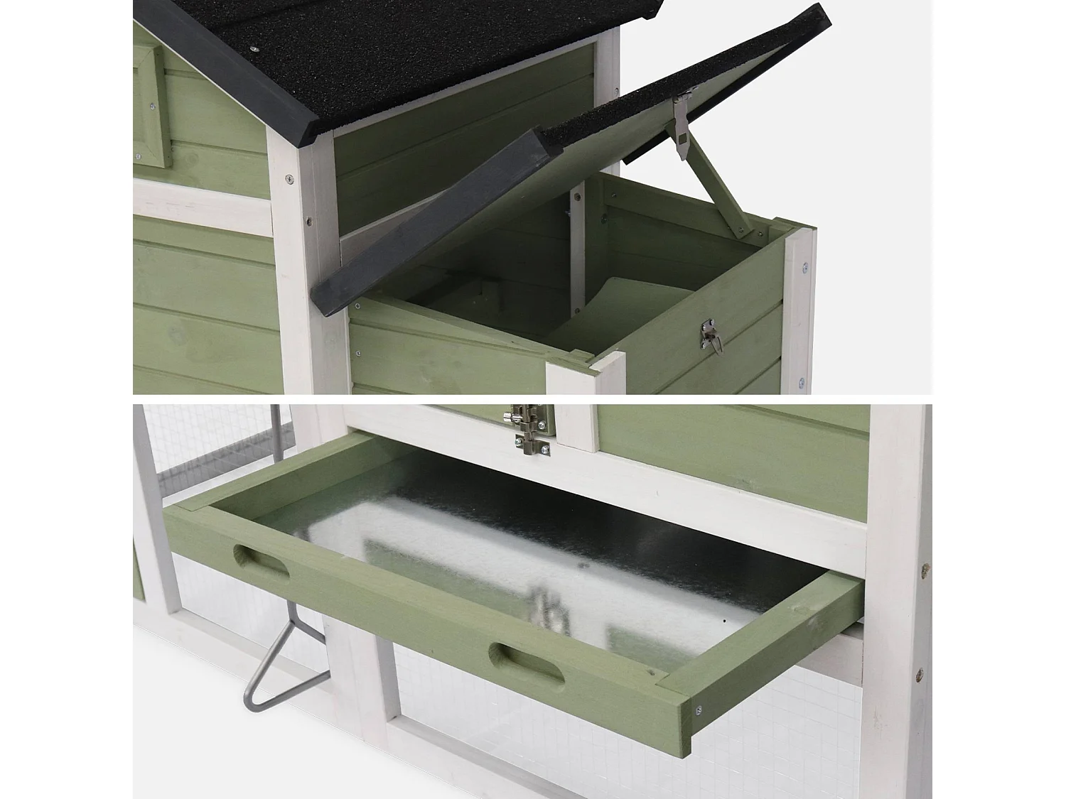 Pollaio in legno con recinto per 3 galline, verde