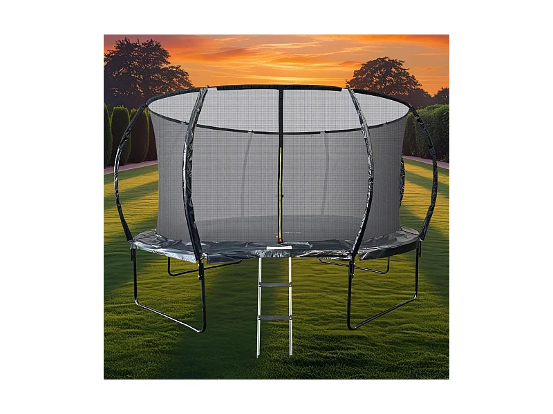 Trampoline 14Ft ø 427 cm noire avec Echelle, Protection et Filet de sécurité