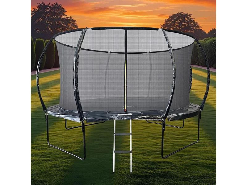 Trampoline 14Ft ø 427 cm noire avec Echelle, Protection et Filet de sécurité
