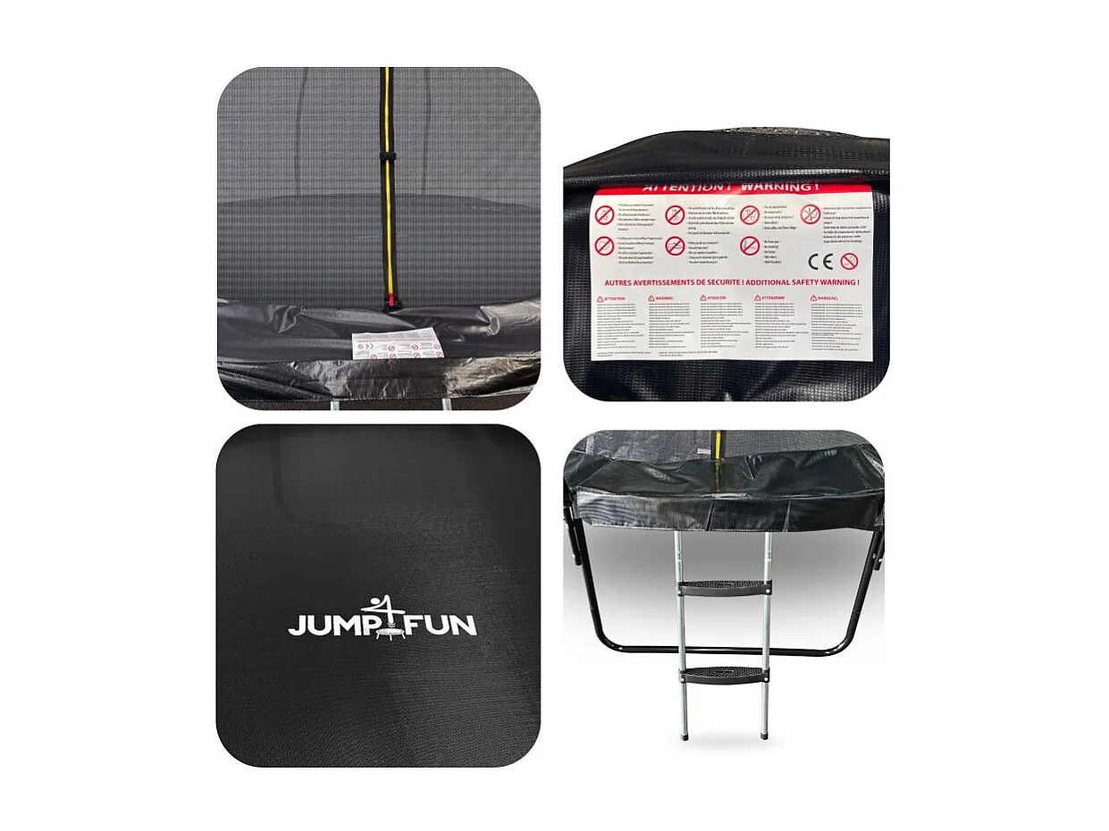 Trampoline 8Ft ø244cm noire avec Echelle, Protection et Filet de sécurité