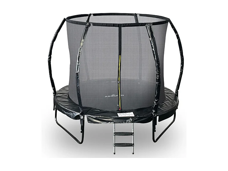 Trampoline 8Ft ø244cm noire avec Echelle, Protection et Filet de sécurité