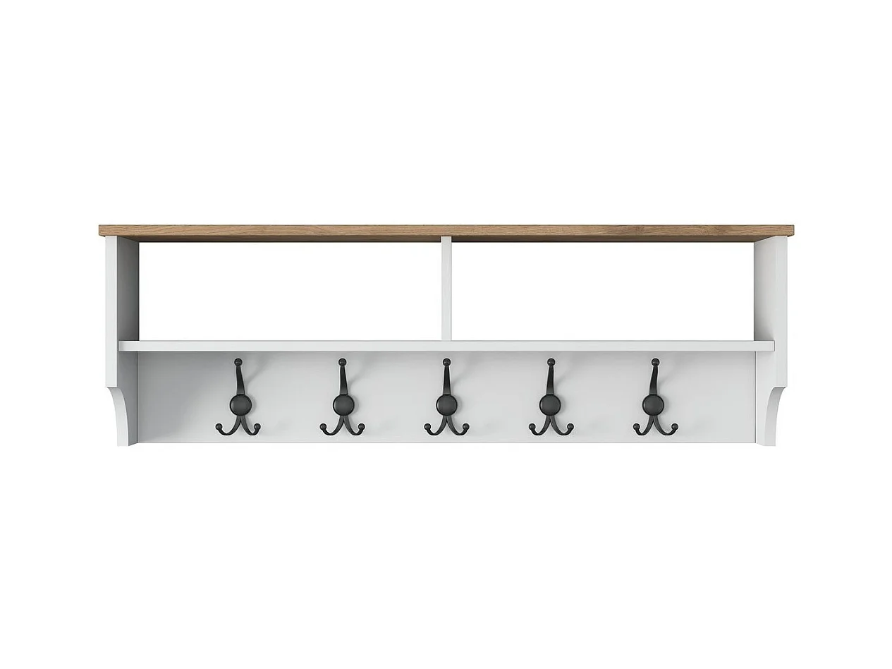 Garderobe mit 2 Fächern und 5 Haken L120 cm - BROOKE