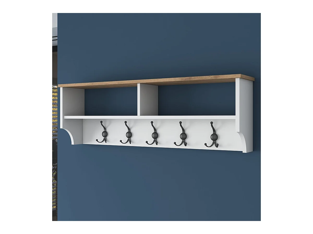 Garderobe mit 2 Fächern und 5 Haken L120 cm - BROOKE