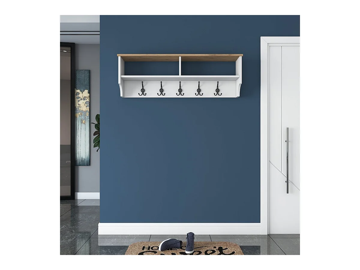 Garderobe mit 2 Fächern und 5 Haken L120 cm - BROOKE