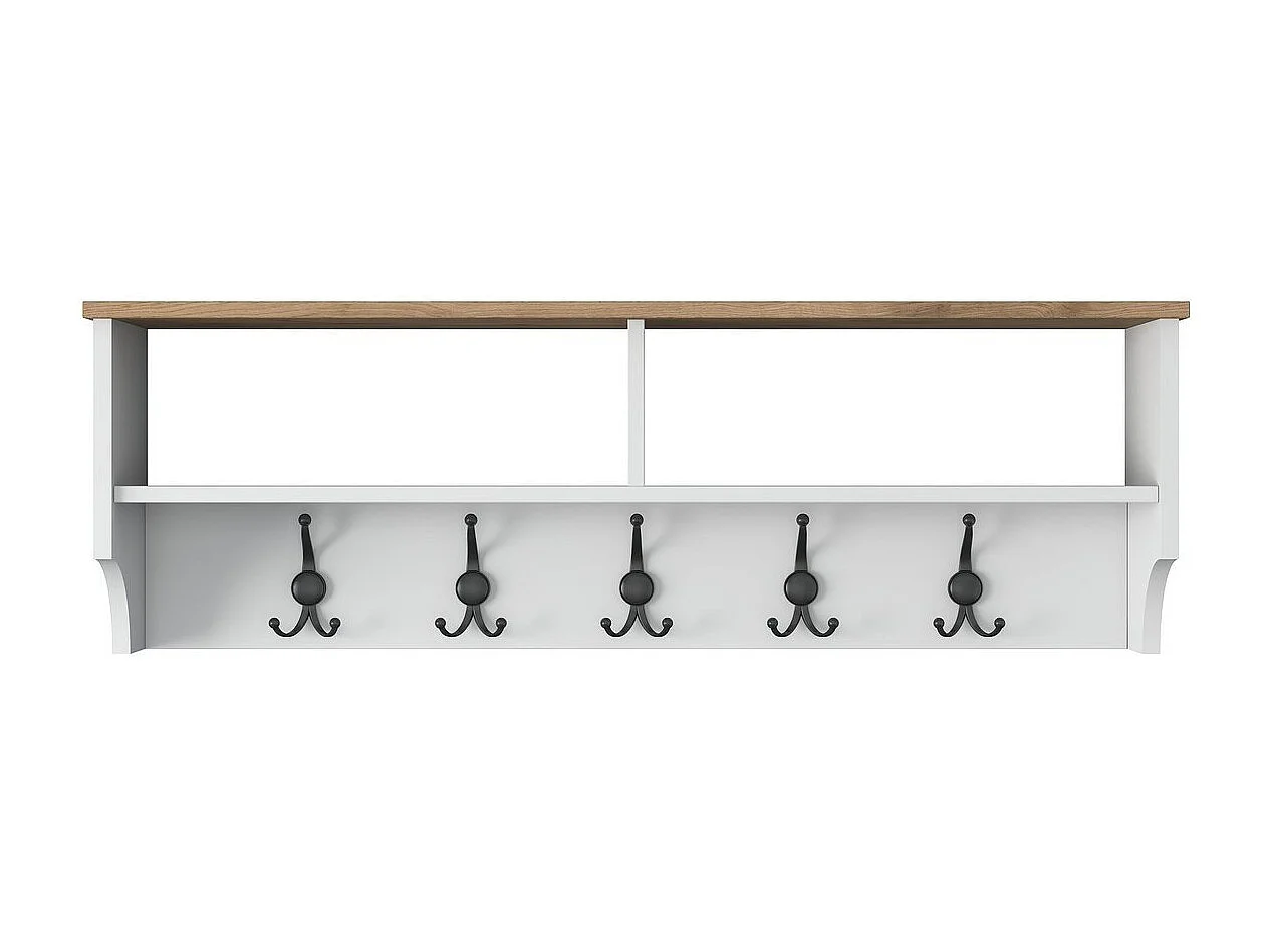 Porte manteau 2 niches et 5 patères L120 cm - BROOKE