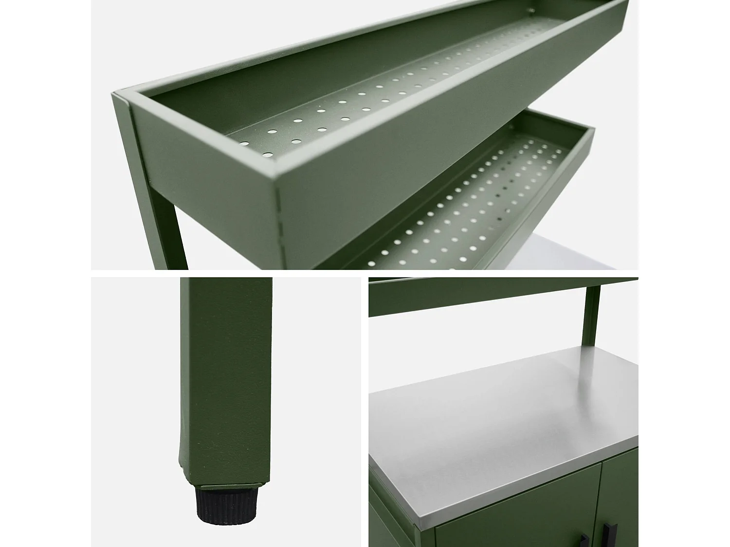 Mobile da esterno, 3 moduli in acciaio inox, verde