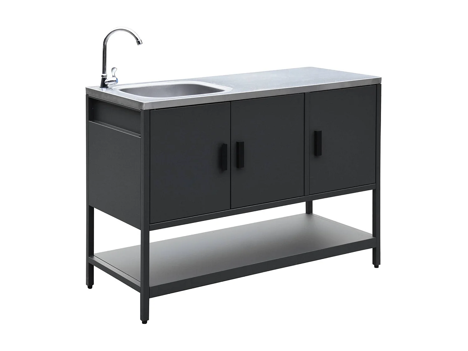 Mobile da esterno, 3 moduli in acciaio inox, nero