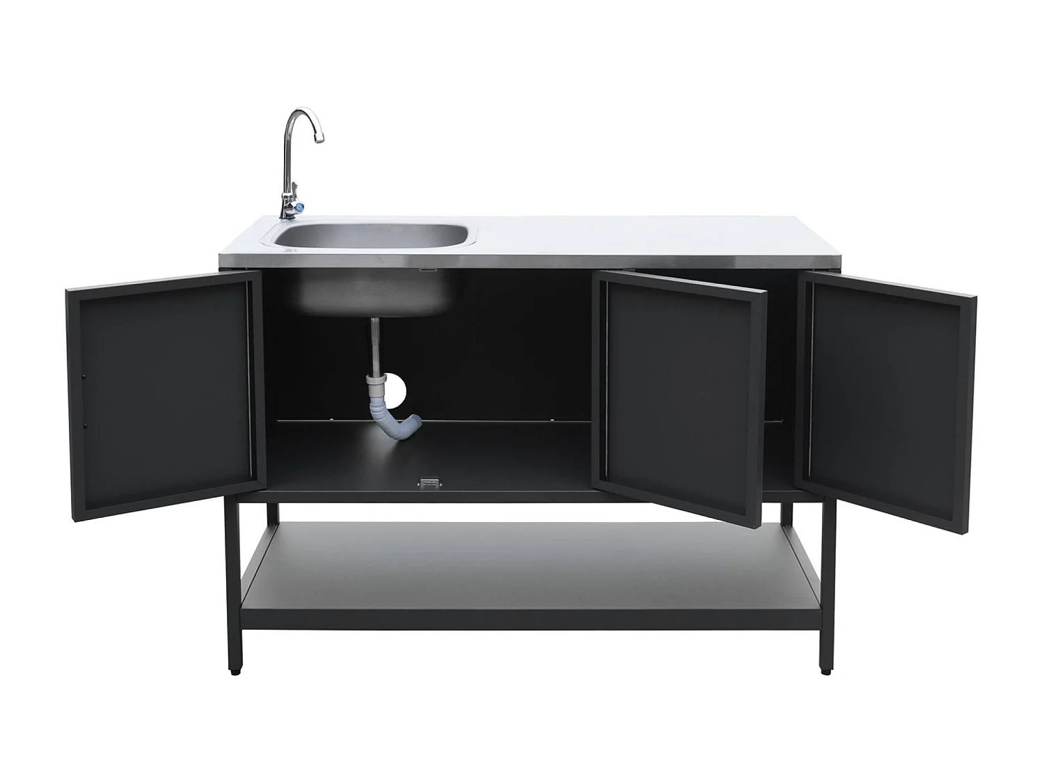 Mobile da esterno, 3 moduli in acciaio inox, nero