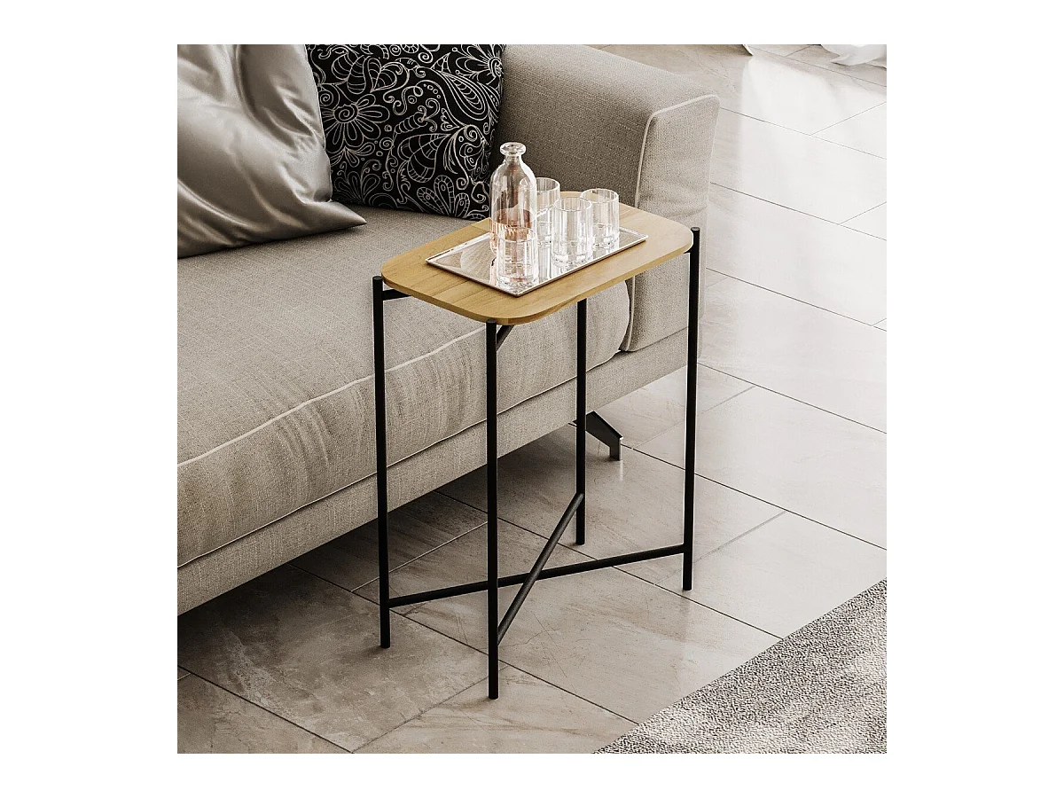 Bout de canapé rectangulaire avec pieds en Métal H56 cm - JAMIE