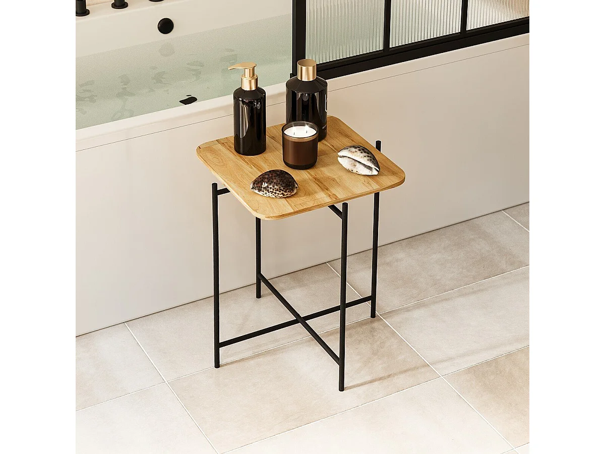 Quadratischer Beistelltisch mit Metallfüßen H56 cm - JAMIE