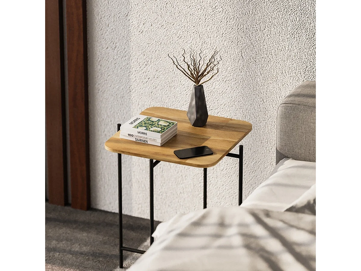 Quadratischer Beistelltisch mit Metallfüßen H56 cm - JAMIE