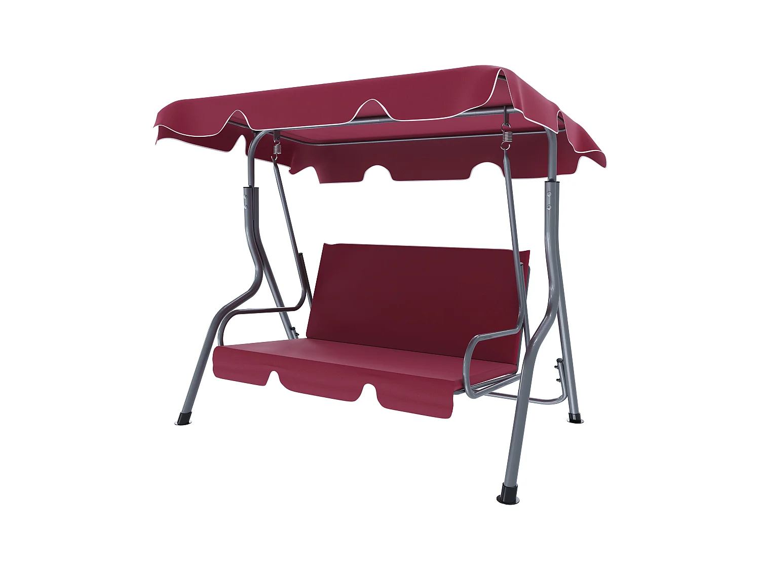 Dondolo 3 Posti Algarve Con Tettuccio Parasole Regolabile Cuscini Imbottiti Struttura Robusta In Acciaio Verniciato Da Giardino Balcone 170 x 110 x 153 cm Bordeaux