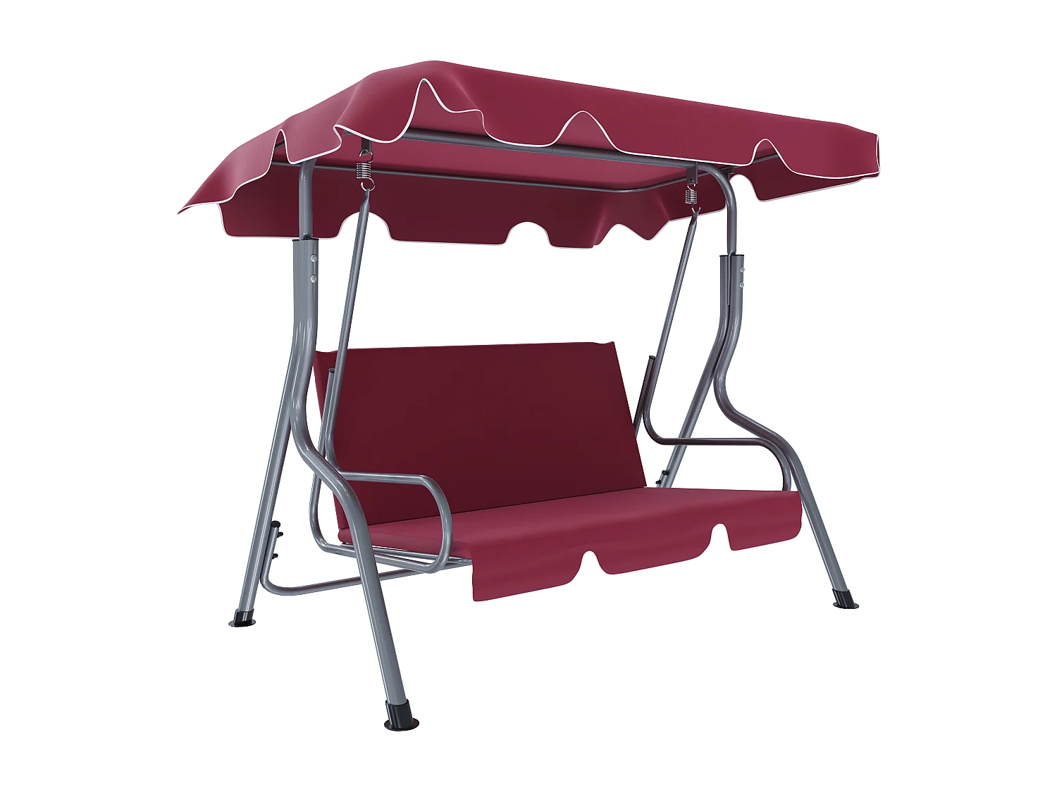 Dondolo 3 Posti Algarve Con Tettuccio Parasole Regolabile Cuscini Imbottiti Struttura Robusta In Acciaio Verniciato Da Giardino Balcone 170 x 110 x 153 cm Bordeaux