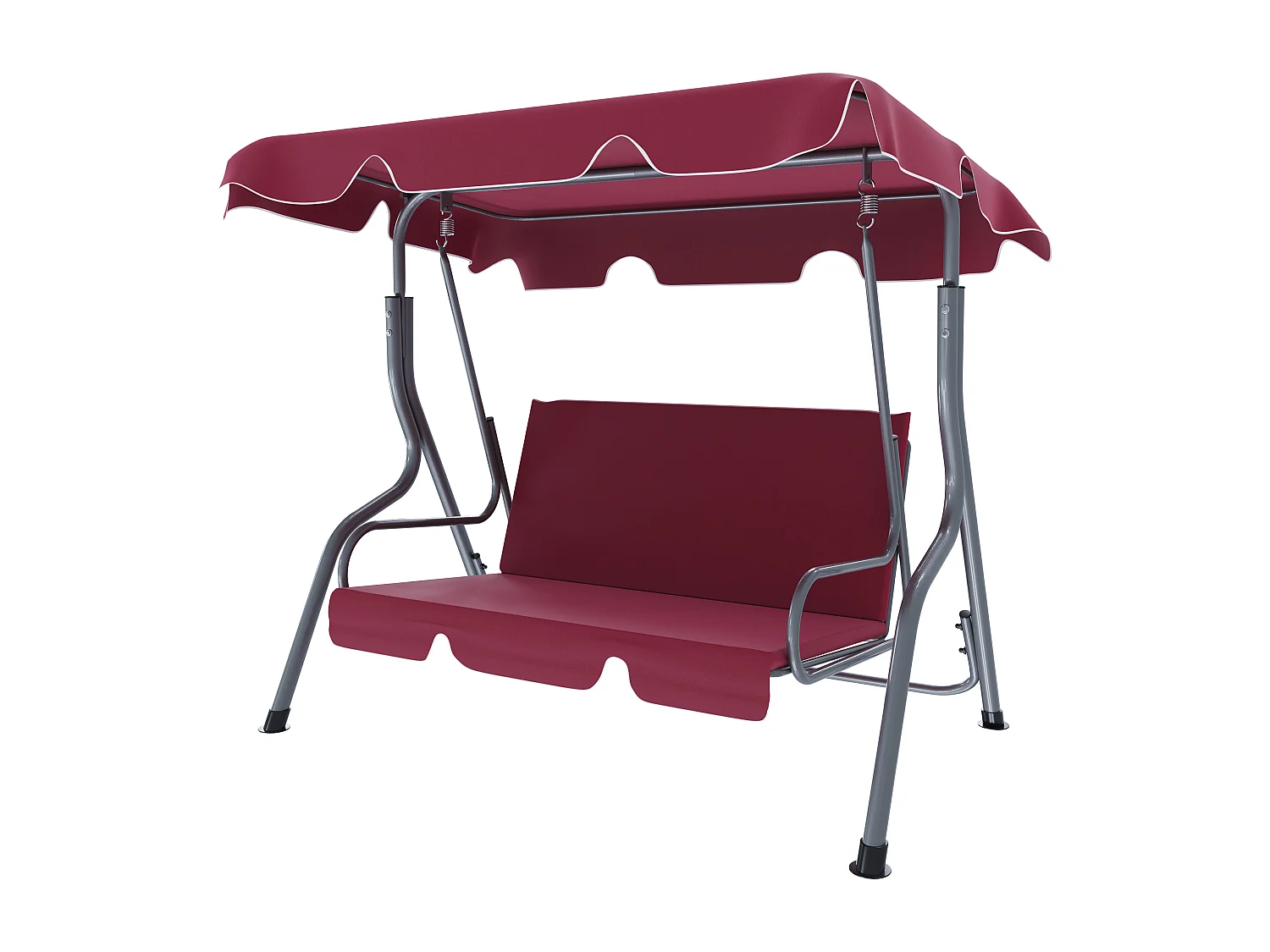 Dondolo 3 Posti Algarve Con Tettuccio Parasole Regolabile Cuscini Imbottiti Struttura Robusta In Acciaio Verniciato Da Giardino Balcone 170 x 110 x 153 cm Bordeaux