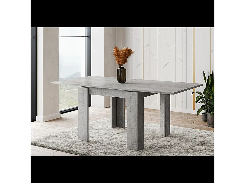 Tavolo Allungabile Moderno Da 4 A 8 Persone Gambe Spesse Minimal Meccanismo Centrale Estensibile Per Cucina Sala Pranzo 90 x 90 / 180 x 90 Cm Grigio