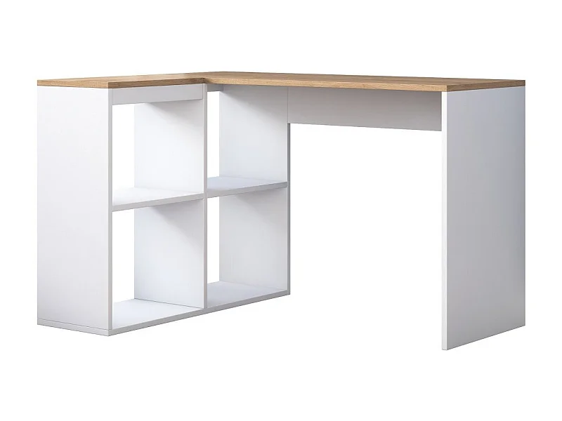 Bureau d'angle décor chêne et blanc L120 cm - CASSIE