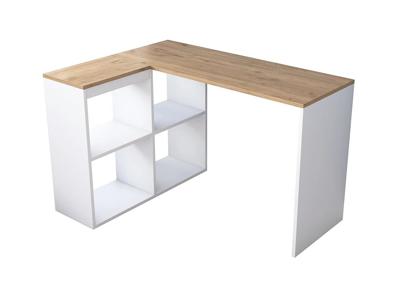 Bureau d'angle décor chêne et blanc L120 cm - CASSIE