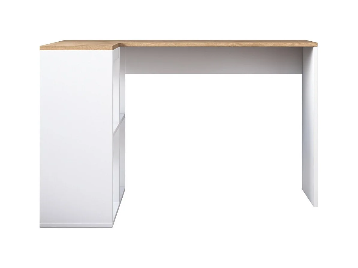 Bureau d'angle décor chêne et blanc L120 cm - CASSIE