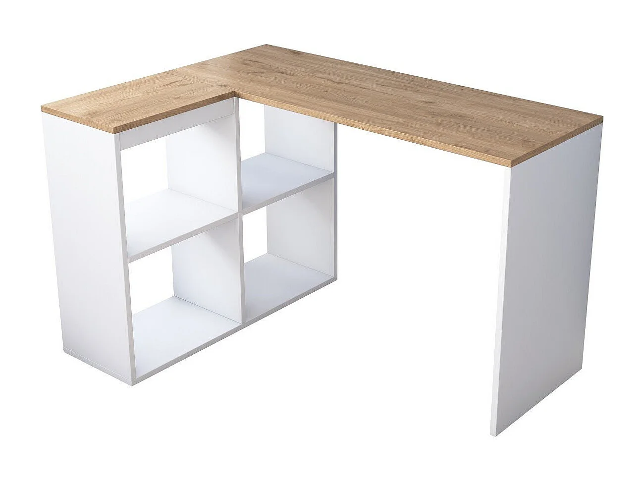 Bureau d'angle décor chêne et blanc L120 cm - CASSIE