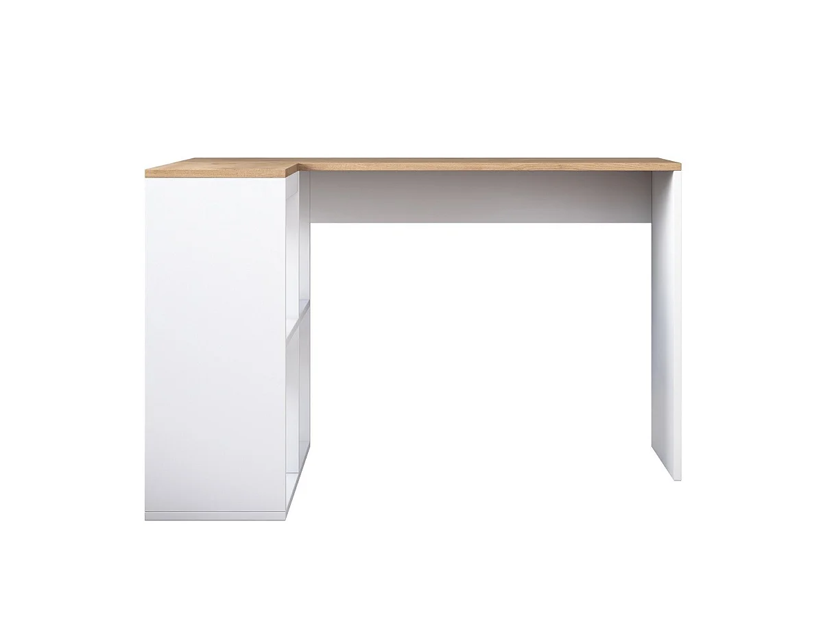 Bureau d'angle décor chêne et blanc L120 cm - CASSIE