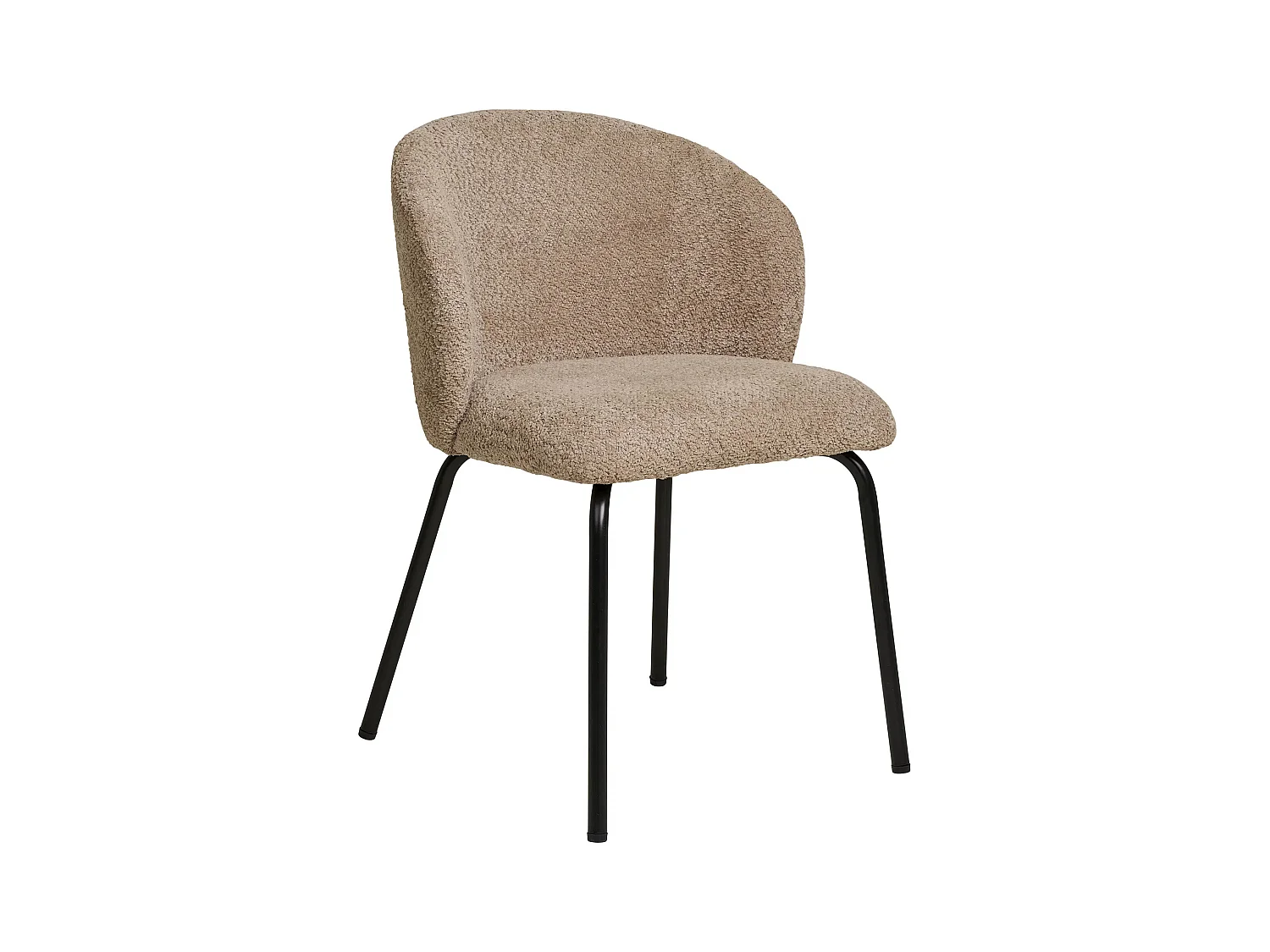 Lot de 2 chaises TALY – Tissu bouclette beige & pieds en acier noir