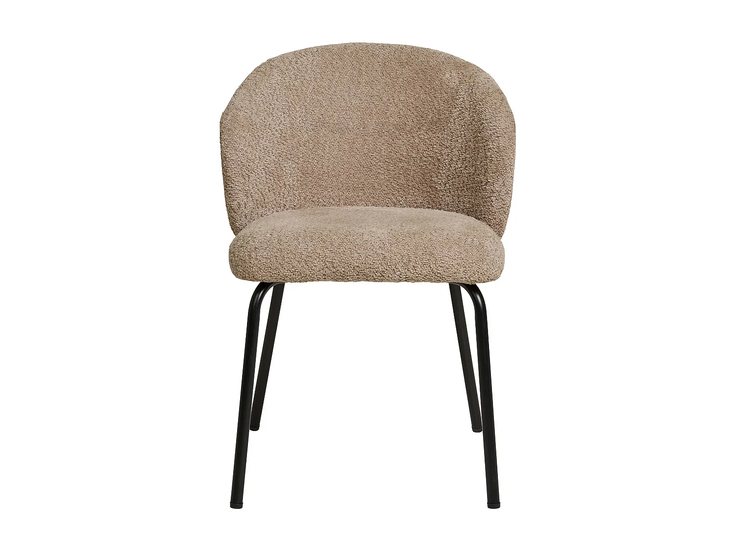 Lot de 2 chaises TALY – Tissu bouclette beige & pieds en acier noir