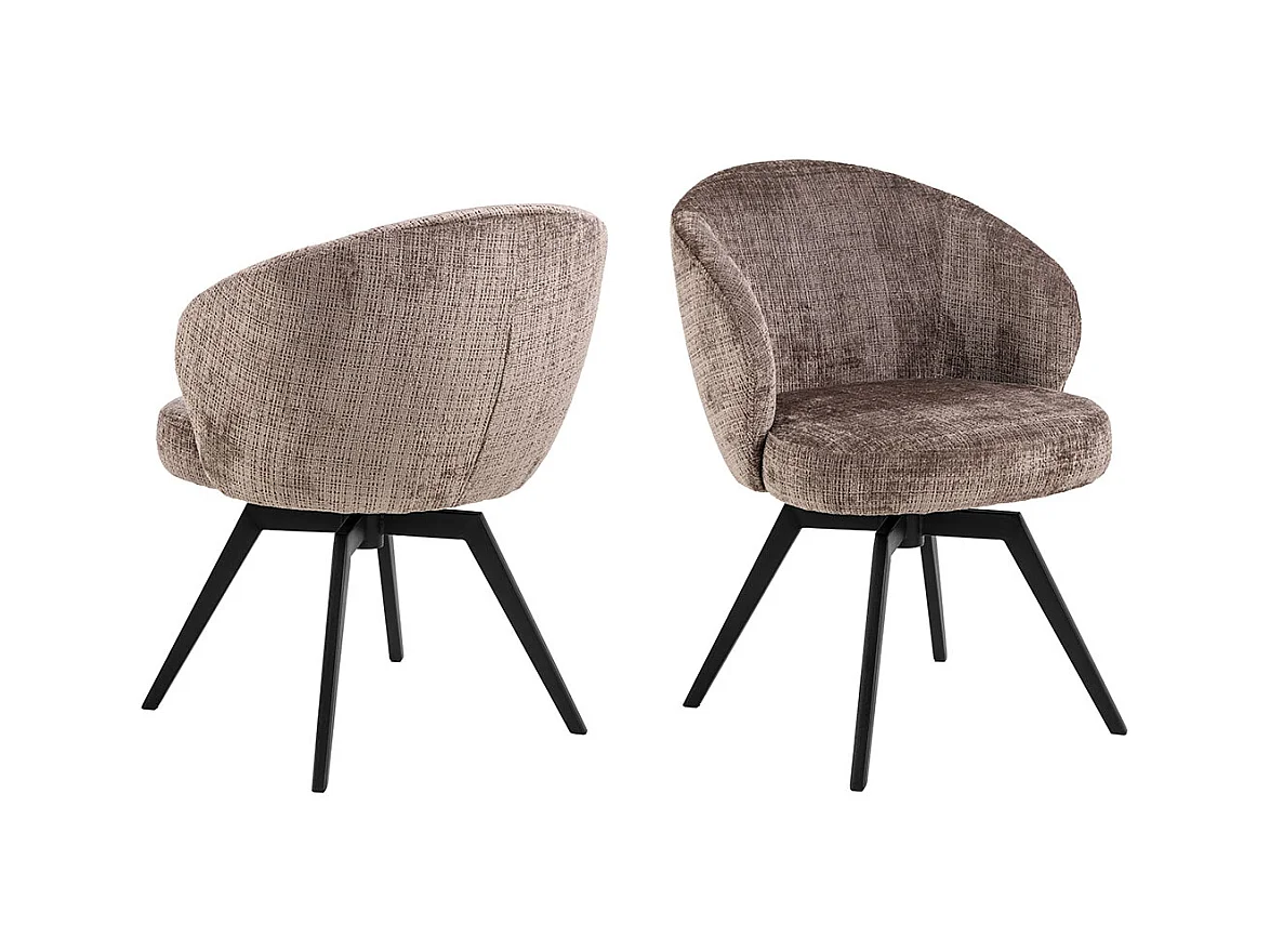 Darlene chaise de salle à manger avec accoudoirs chenille marron.