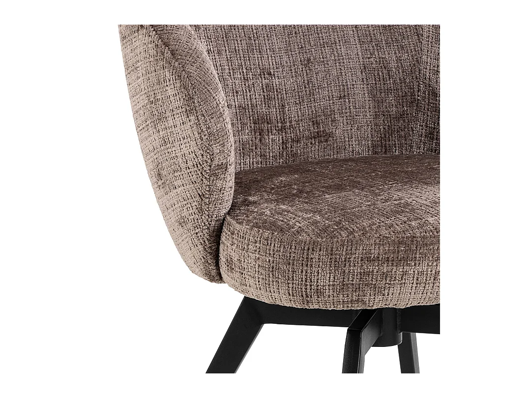 Darlene chaise de salle à manger avec accoudoirs chenille marron.