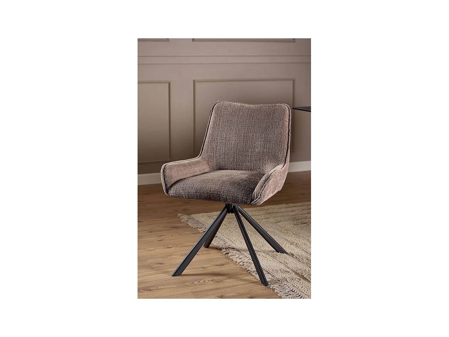 Eddie chaise de salle à manger chenille marron.