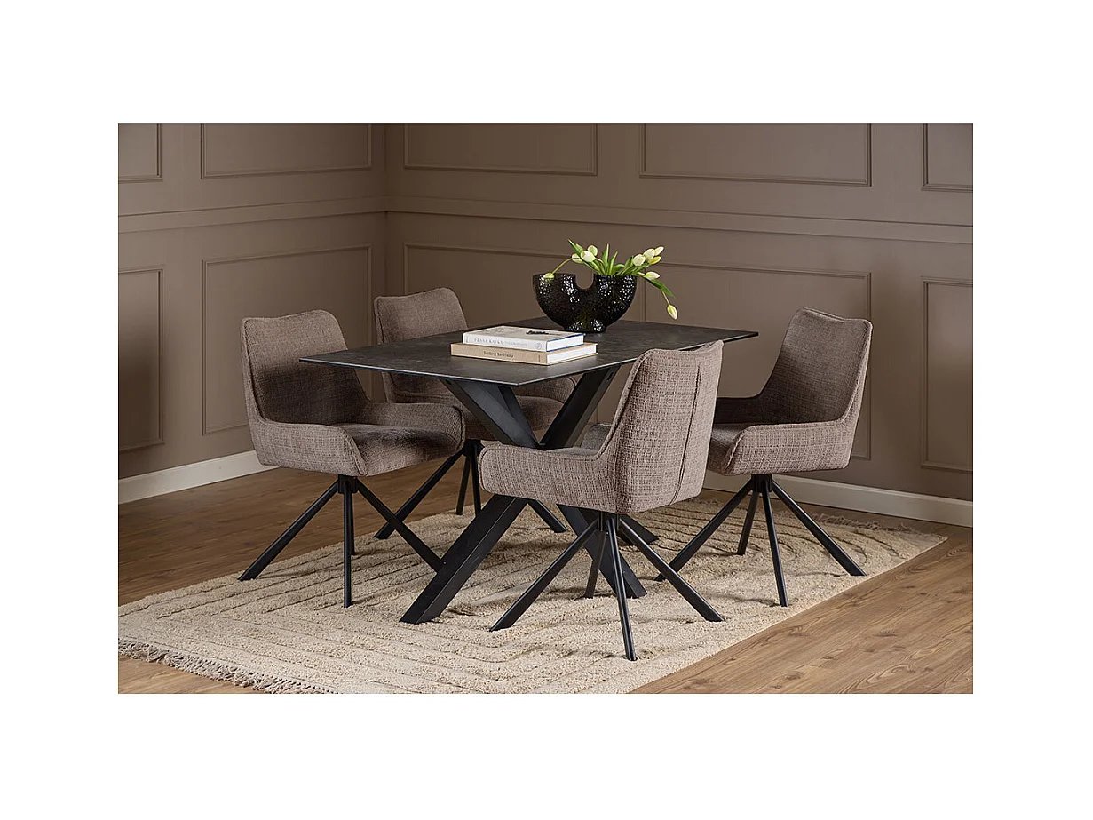 Eddie chaise de salle à manger chenille marron.