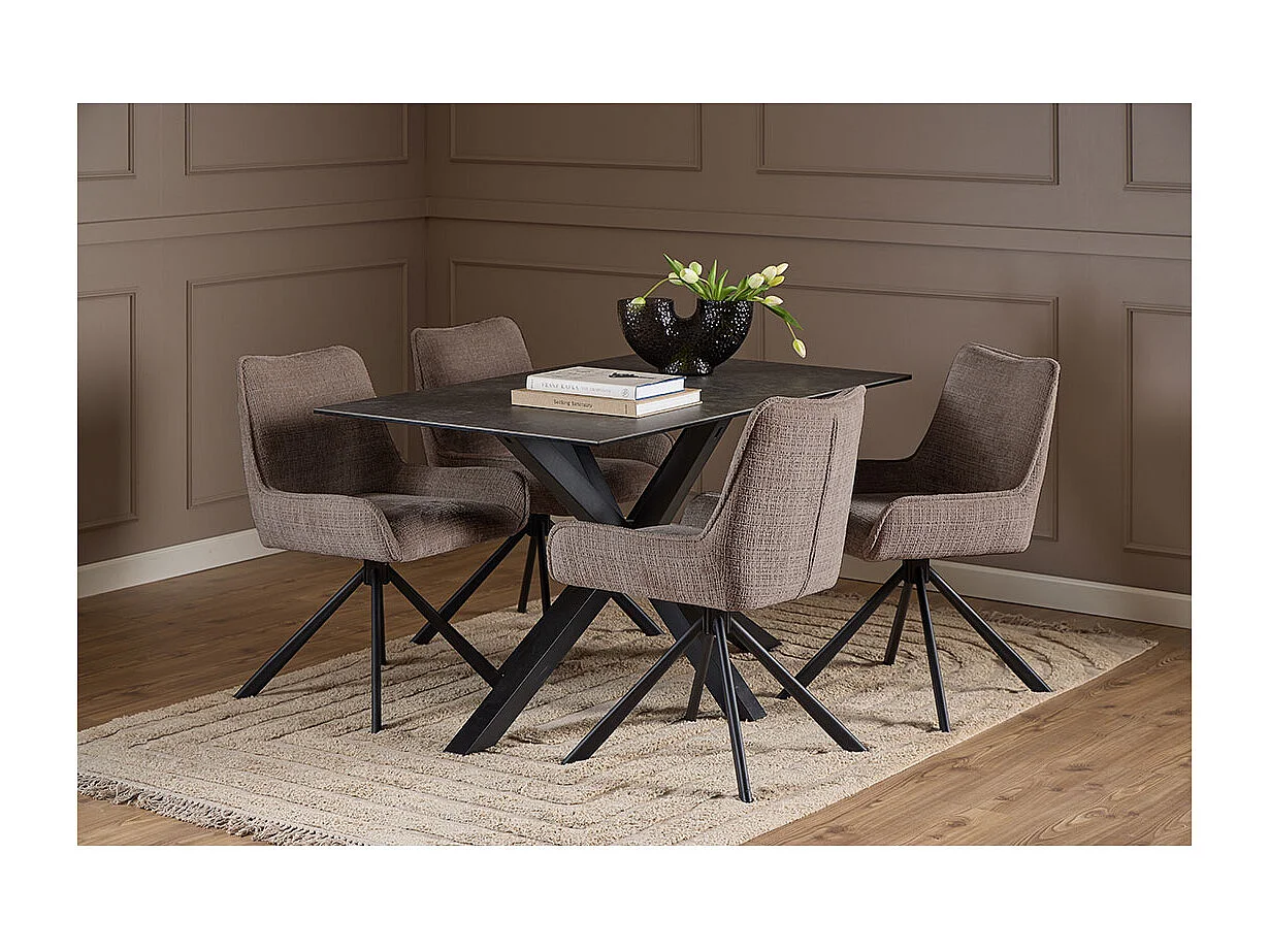 Silla de comedor Eddie chenilla marrón.