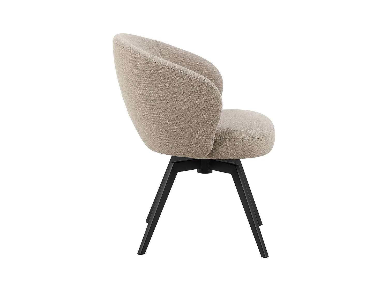 Sedia da pranzo Darlene con braccioli in tessuto beige.