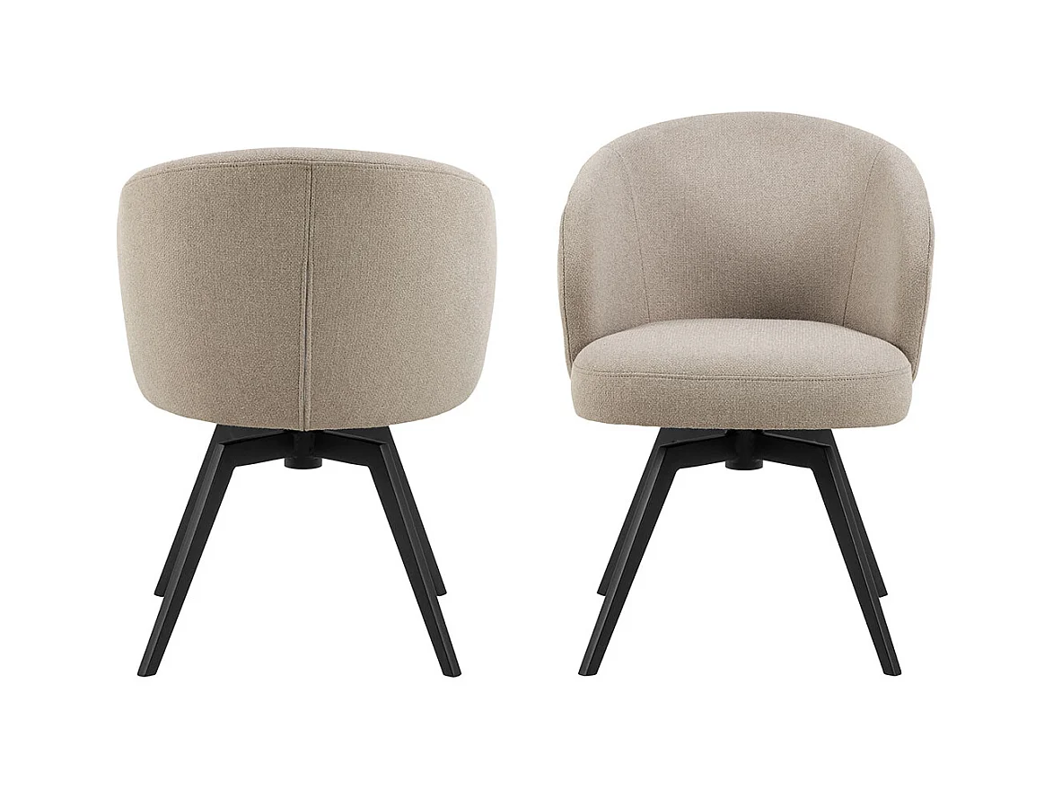 Sedia da pranzo Darlene con braccioli in tessuto beige.