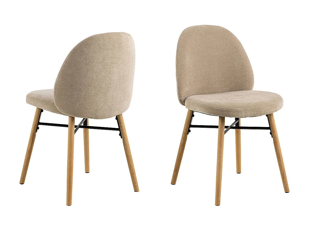 Sedia da pranzo Sophia in ciniglia beige.